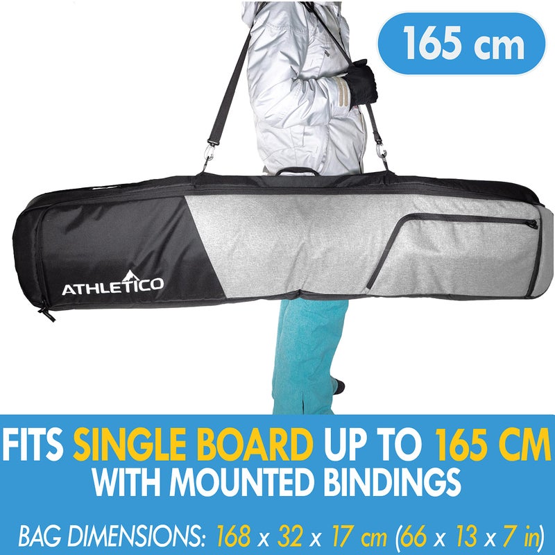 Athletico Peak Snowboard Bag - Padded Snowboard Travel Bag for Air Travel Carries Snow Board Gear Including Snowboarding Boots, Goggles, Etc for Flying (Black/Gray, 157cm) - Image 4